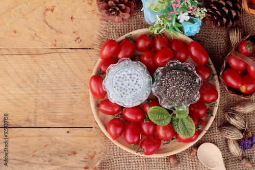 Chia seeds with milk and tomato delicious