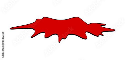 Blood puddle, red drop, blots, stain, plash od blood. Vector illustration isolated on white background.