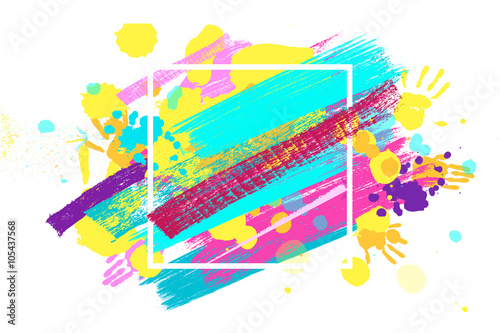 Big square frame made of colored handprints.