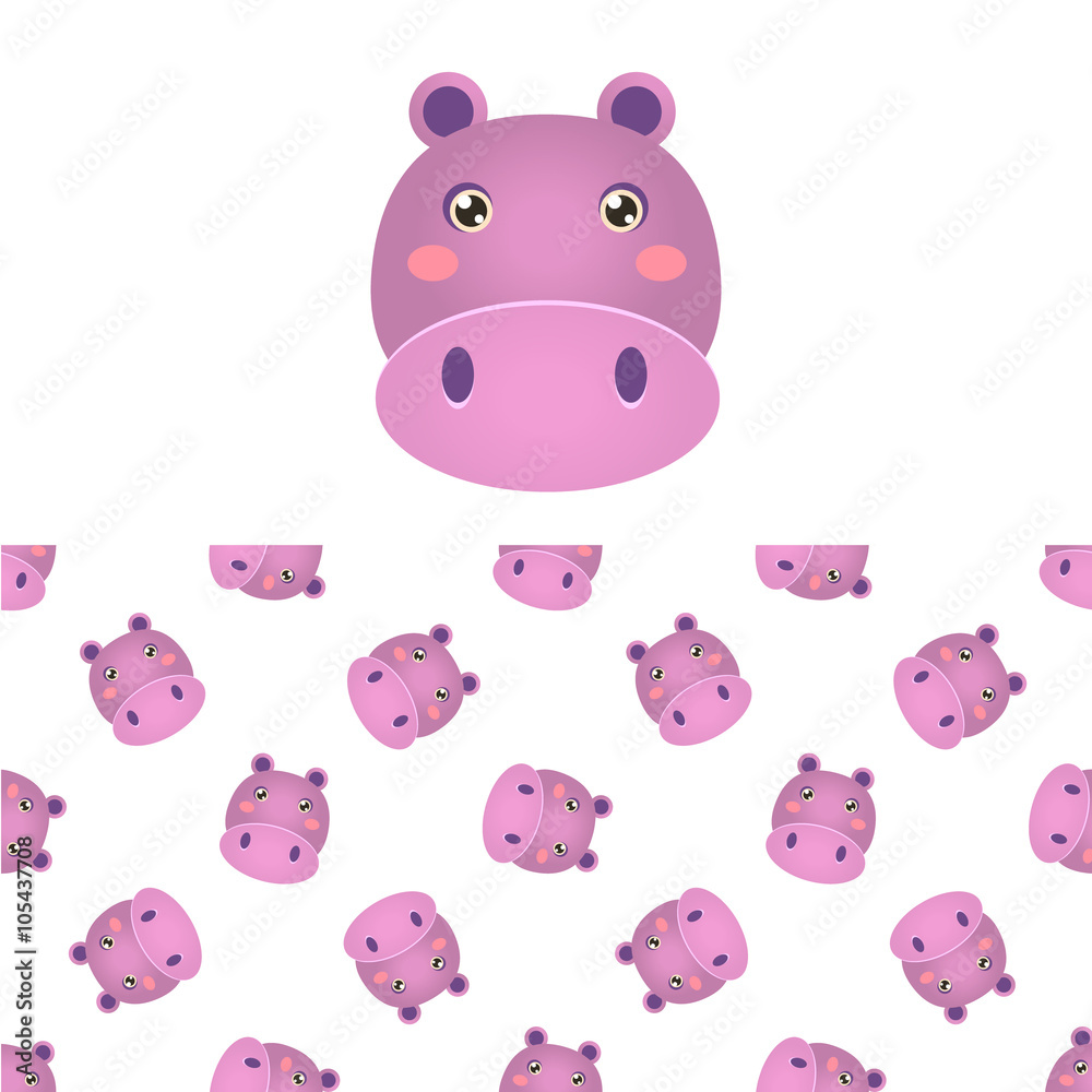 Hippo Head Icon And Pattern Hippo Head Icon And Pattern