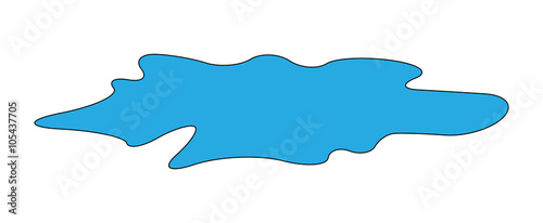 Puddle of water spill clipart. Blue stain, plash, drop. Vector illustration isolated on the white background