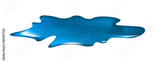 Puddle of water spill clipart. Blue stain, plash, drop. Vector illustration isolated on the white background
