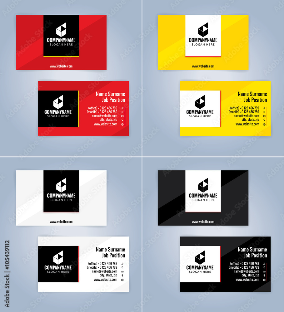 4 Set Modern business card template, Illustration Vector 10