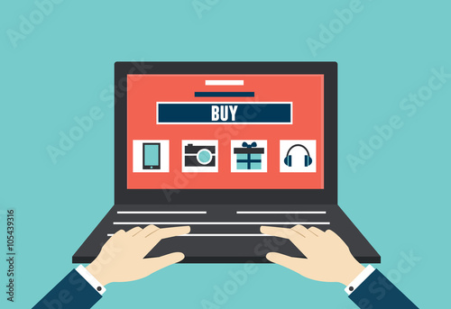 Vector internet shopping. Flat style design