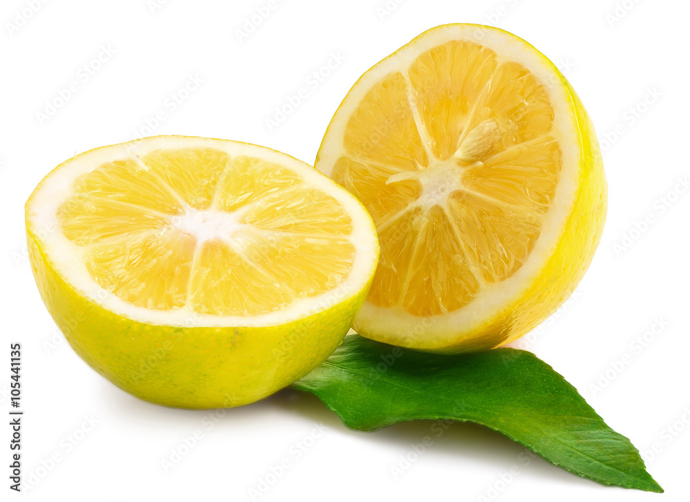 Two halves of lemon isolated on white