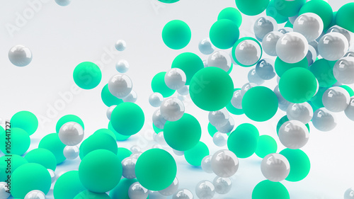 Abstract 3d background with balls of green and white