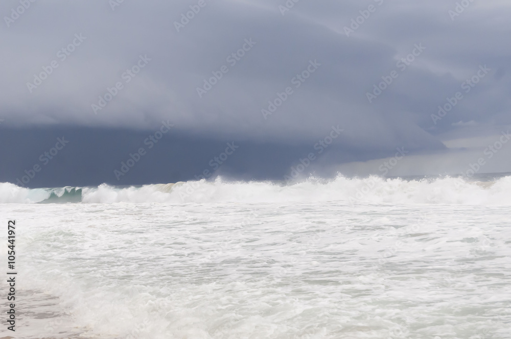 Tropical storm at the Azuretti beach in Grand Bassam, Ivory Coast, Africa