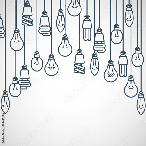 Light bulbs hanging on cords - semicircle lamp frame photo
