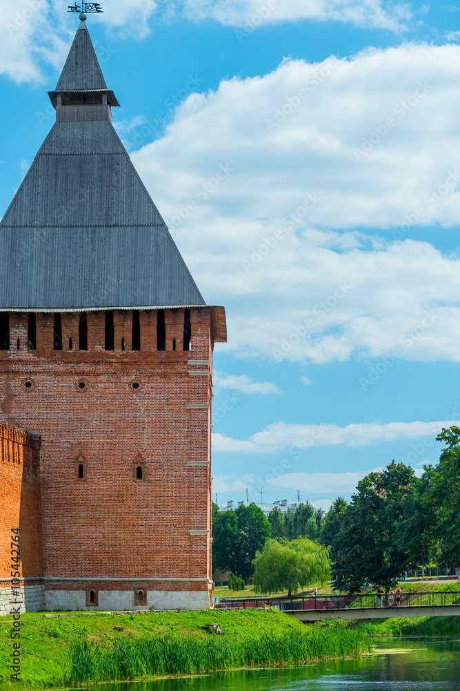 Smolensk, Russia - 23 August 2015. The tower of the Kremlin Smol