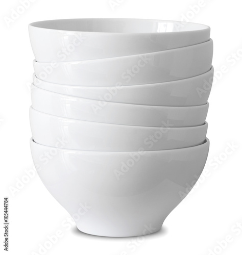 stack of  white bowl isolated on white with clipping path