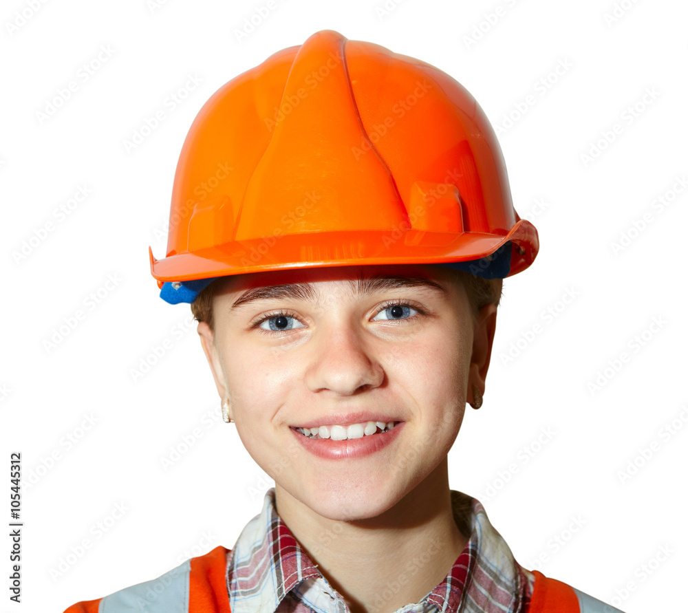 Young contractor on white background Young contractor on white background