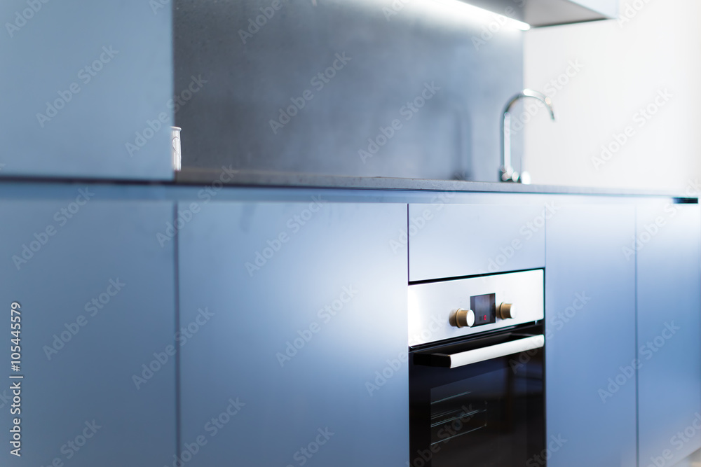 Fototapeta premium Blue Kitchen Cabinets