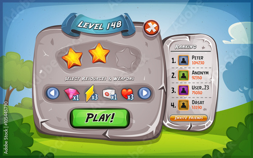 Level Panel With Options For Ui Game