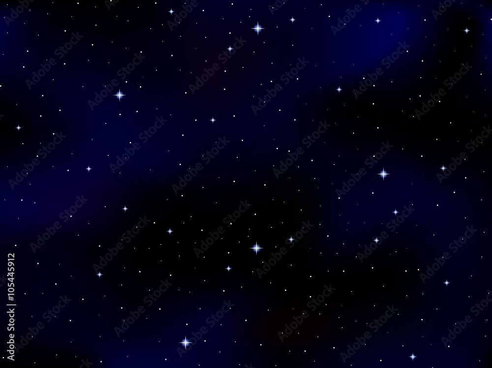 Vector cosmic background with stars and constellations in outer space. Starry night sky