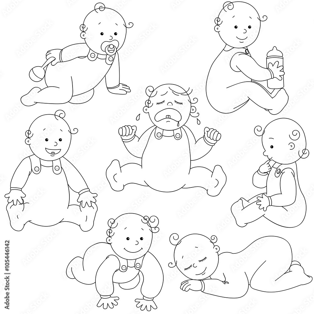 Baby toddler set. Vector Illustration cartoon on a white background. Baby toddler set. Vector Illustration cartoon on a white background.