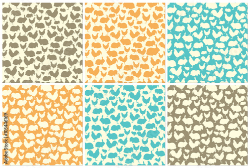 Seamless Pattern with farm animal silhouettes.