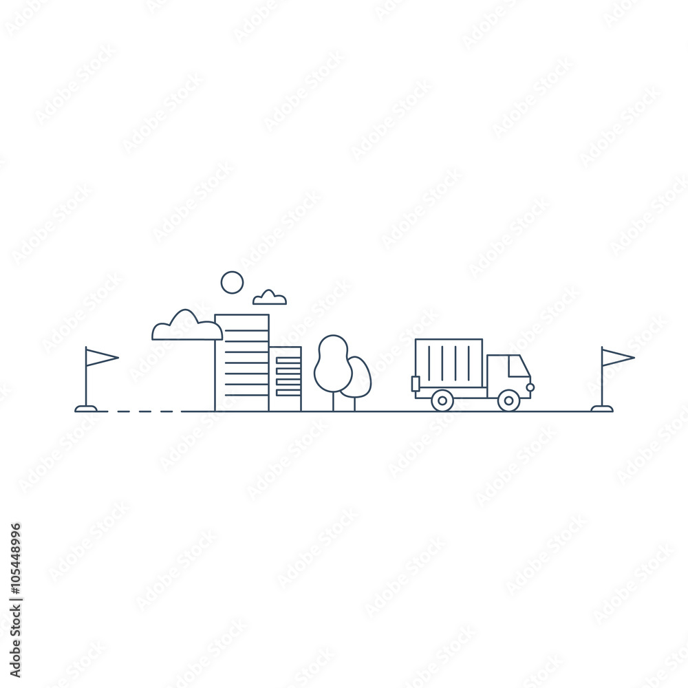 Naklejka premium Intercity delivery. Logistics service