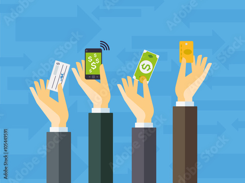 Payment methods flat design vector illustration