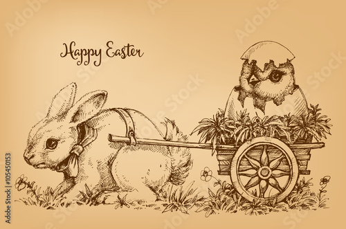 Easter bunny vintage card