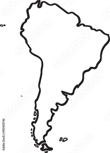 Freehand sketch South America map on white background. Vector illustration.