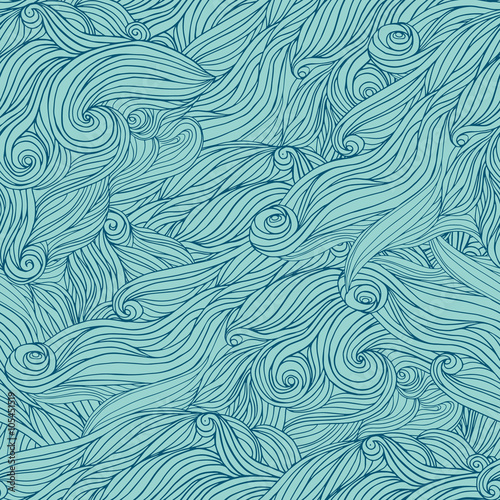 Seamless abstract hand-drawn waves pattern. © kotina
