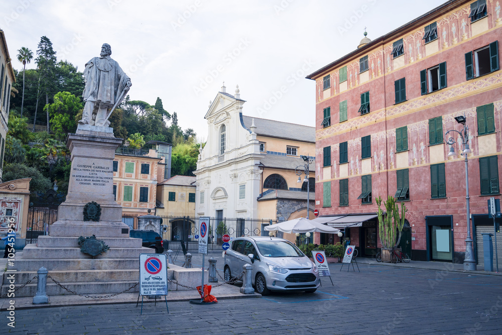 Naklejka premium the buildings in the city centre of Chiavari, Italy