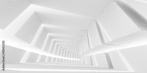 Fototapeta Naklejka Na Ścianę i Meble -  White bent futuristic interior. 3d illustration