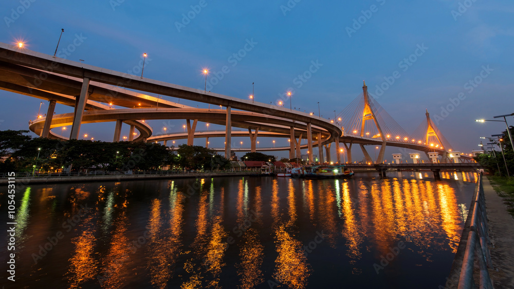 Bhumibol Bridge at the morning in Bangkok