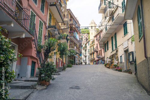 Colorful houses in Manarola, Cinque terre Italy. 25.06.2015 -editorial use only
