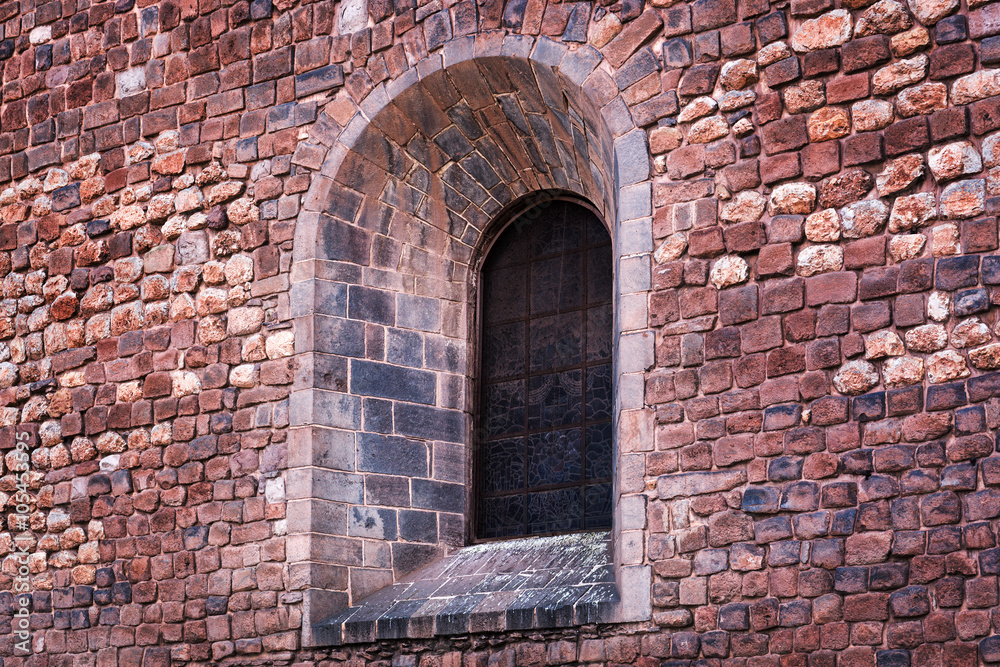 window in a brick building