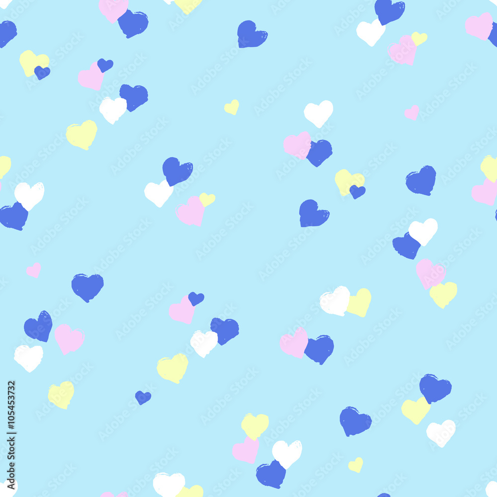 Seamless pattern with hand drawn hearts.  Repeat cover for Valentines day, wrapping, wallpaper, surface textile