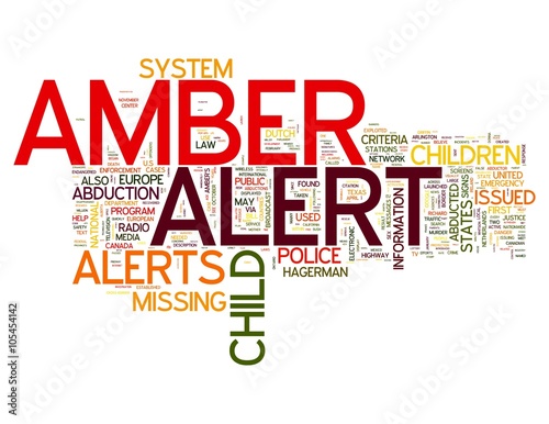 Amber Alert word concepts isolated on white background