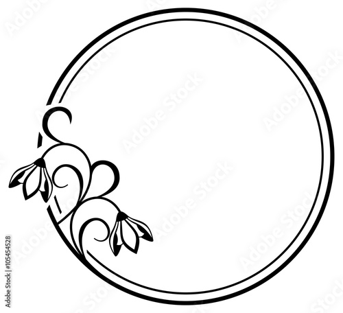 Round frame with contour flowers