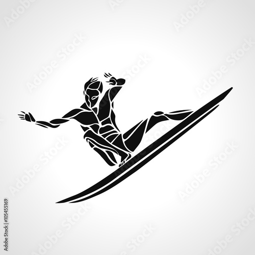 Creative silhouette of surfer