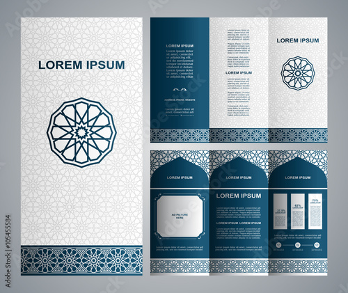 Vintage islamic style brochure and flyer design template with logo