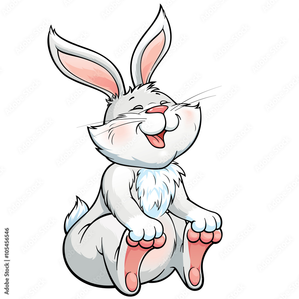 Vector illustration with lovely happy laughing  bunny.