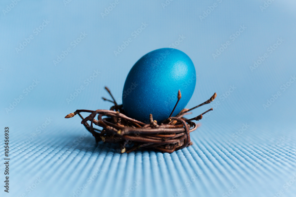 custom made wallpaper toronto digitalBlue Easter egg in the nest on blue background