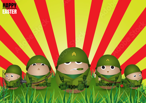 Happy easter day.eggs soldier from vector