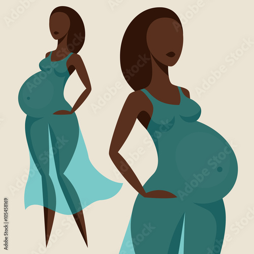 Stylized silhouette of pregnant woman. Illustration for websites, magazines and brochures