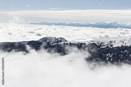 Vitosha mountain in snow and mist