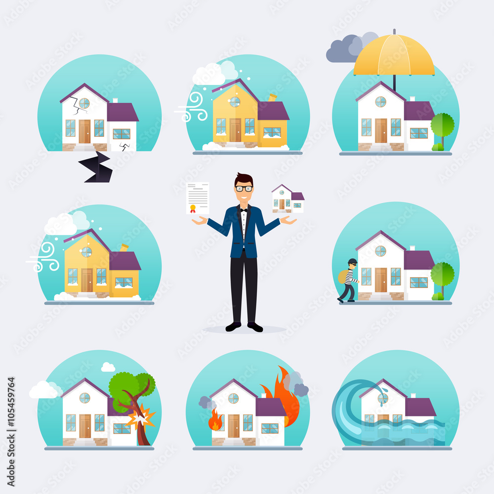 House insurance business service icons template. Property insura House insurance business service icons template. Property insura