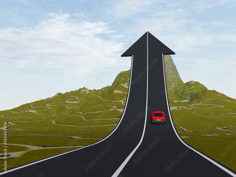 Fototapeta premium Conceptual arrow road over mountain