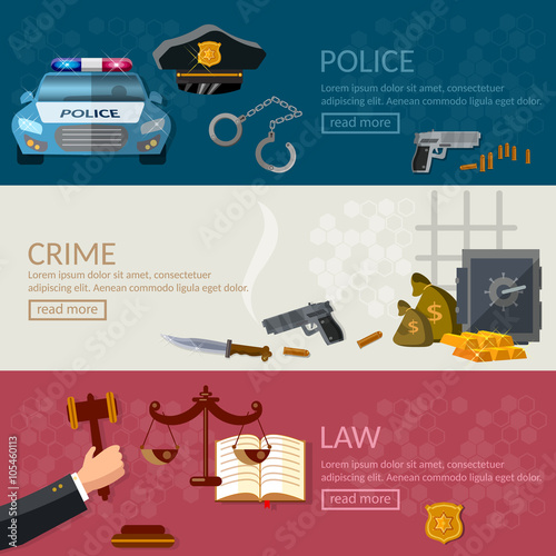 Crime and punishment justice system banners