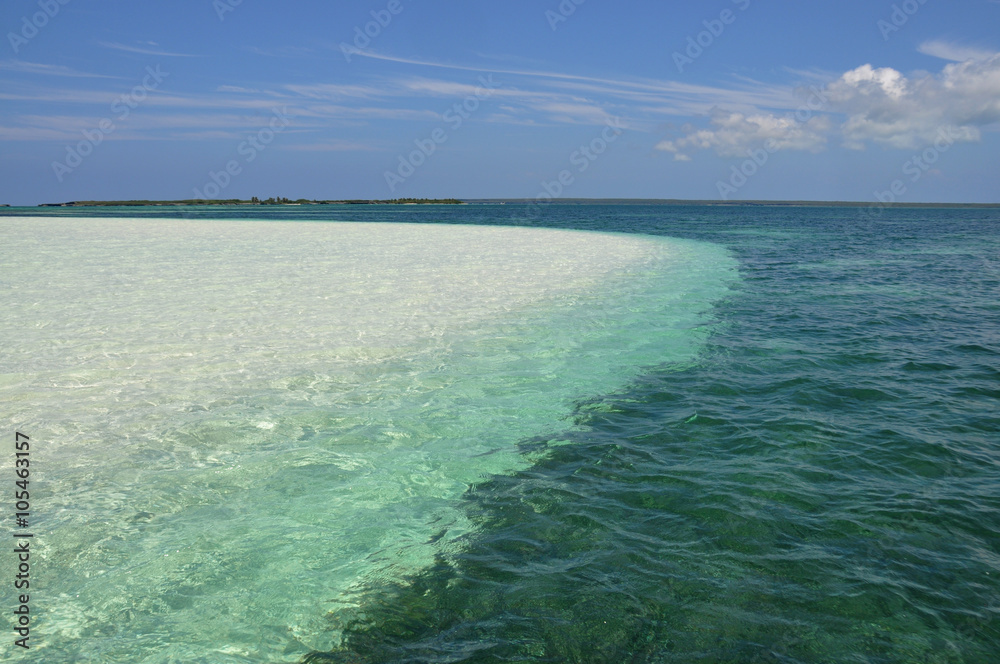 Fototapeta premium Sandy spit in the Caribbean sea, Dominican Republic