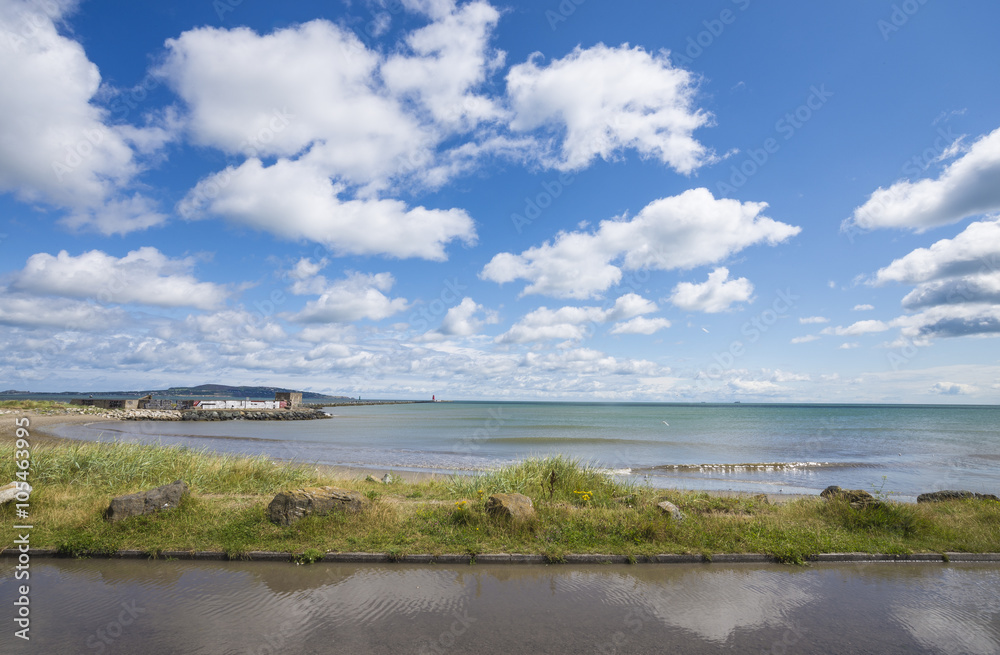 Landscape of Dublin bay  seacoast. Irishtown, Ireland