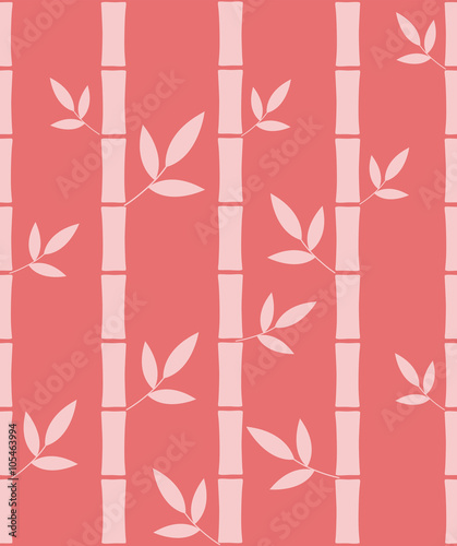 Seamless pattern with silhouettes bamboo trees and leafs