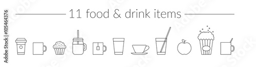Vector Thin Line Icons Food & Drink