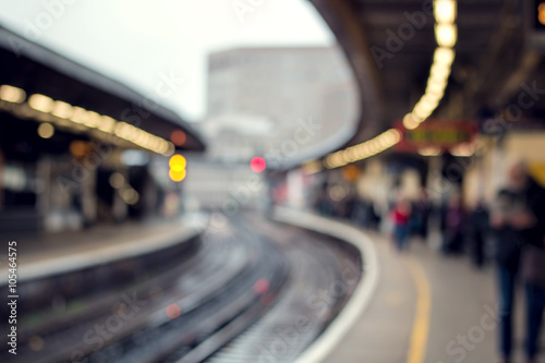 Railway Station Platform & People. Soft Focus Background. City Transport photo