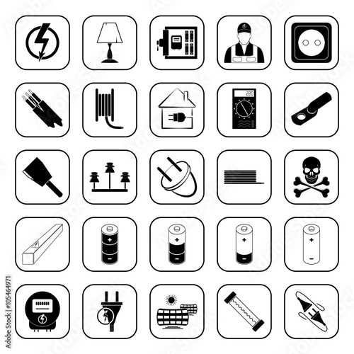 Electricity 25 icons set for web and mobile
