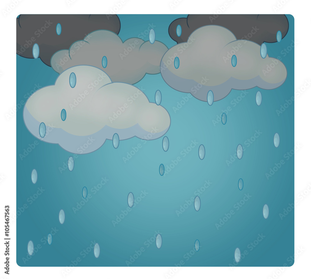 Cartoon scene with weather rainy illustration for children Stock